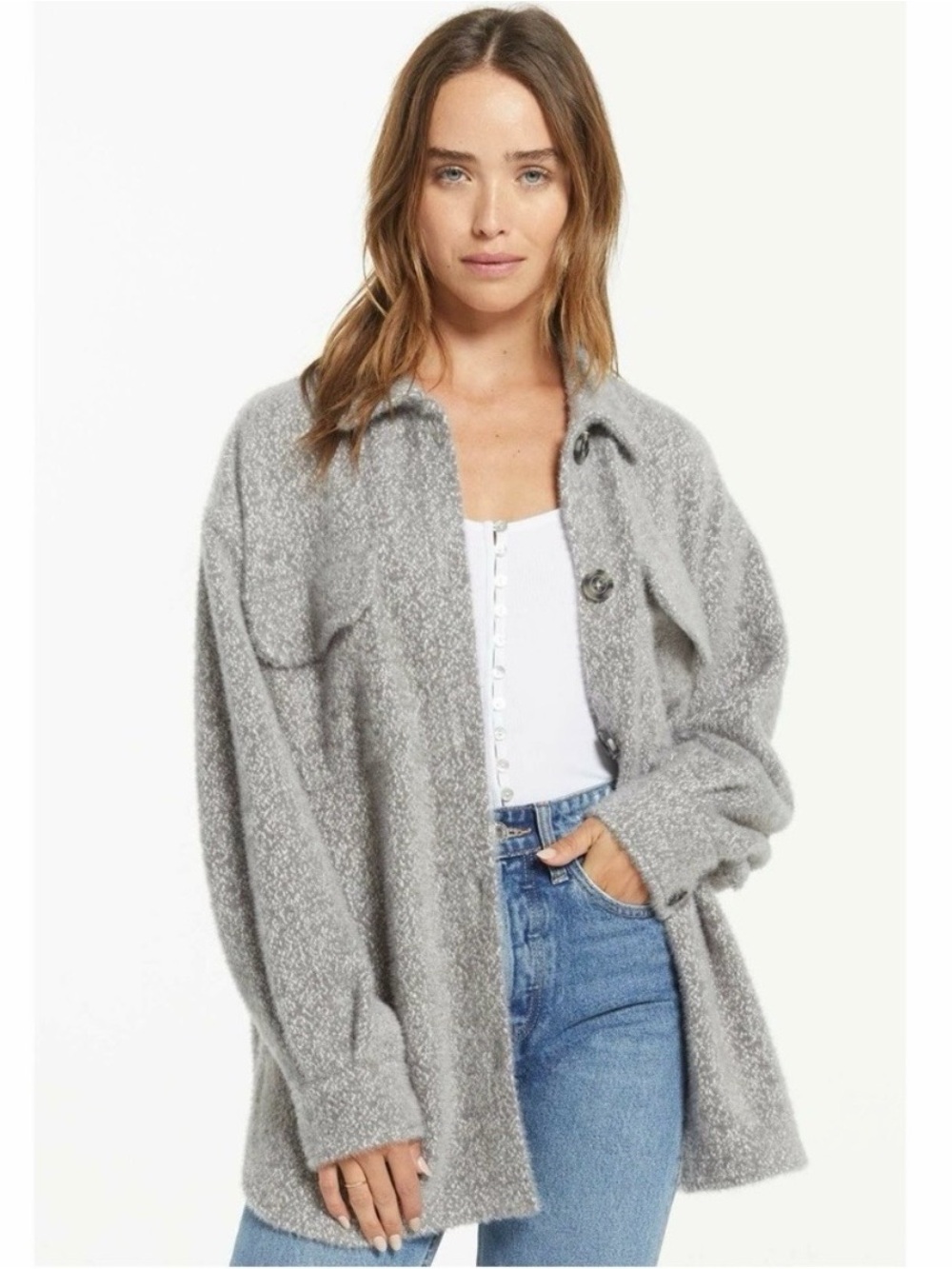 Z Supply Grey Fuzzy Tucker Jacket